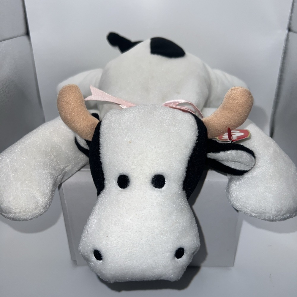 Ty Pillow Pals "MOO the Cow " 14" Black/White Plush‎ Stuffed Animal 1994 Vintage